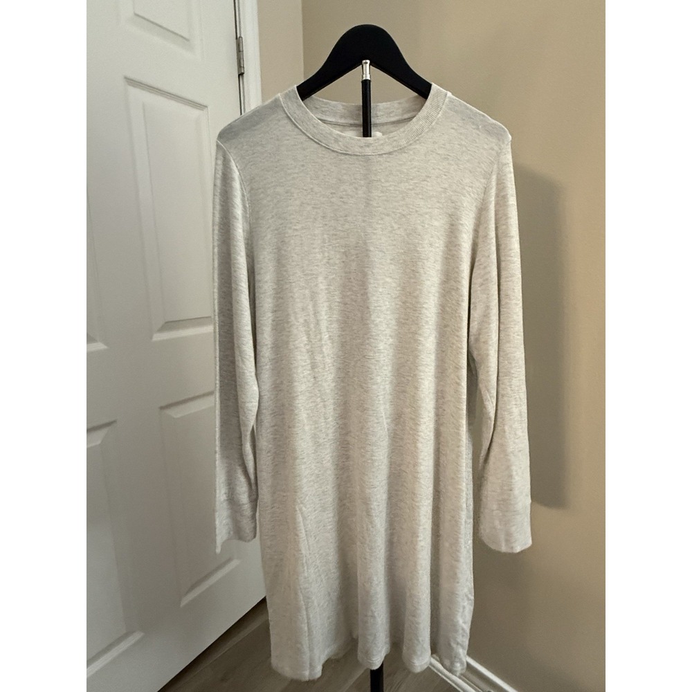Wheat Gray Knit T-Shirt Dress Women XL Long Sleeve Micromodal Knee Length